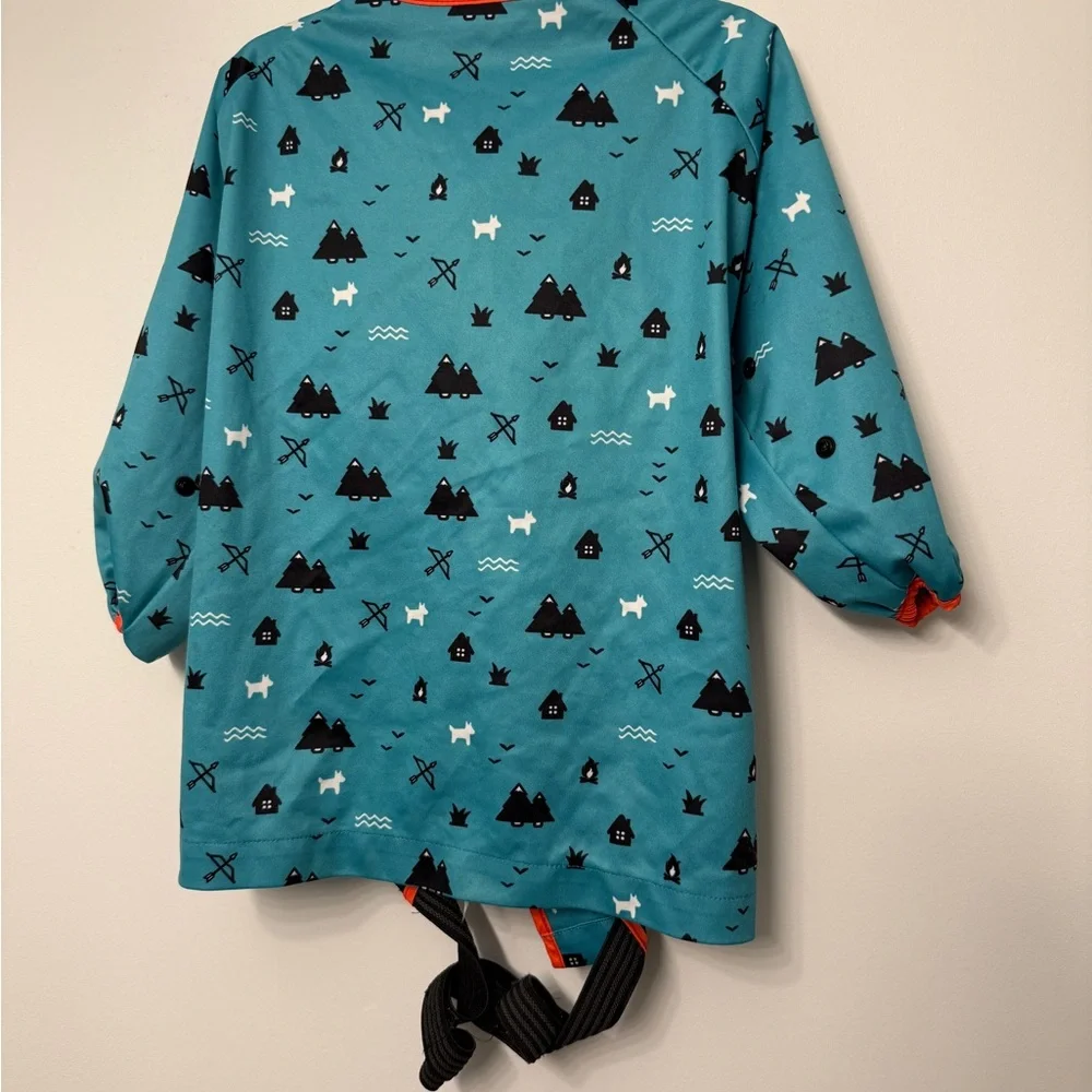 Blue Nature Patterned Kids Long Sleeve Bib